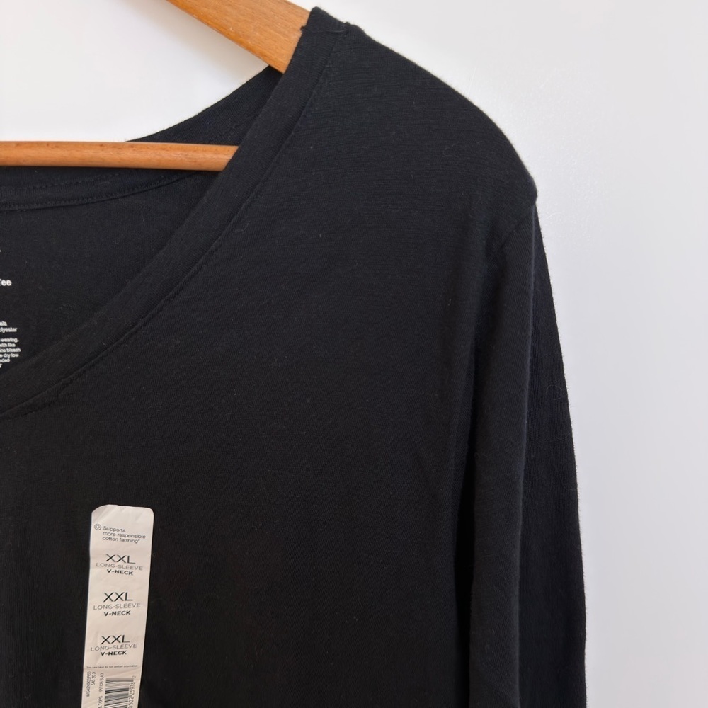 Sonoma Goods For Life The Everyday Tee Long Sleeve V-Neck Black NWT XXL Cotton - Picture 3 of 5